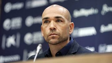 Manolo Gaspar, durante una rueda de prensa en La Rosaleda.