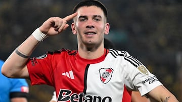 Mastantuono, en un partido con el Bayern.