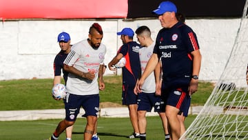 Futbol, Entrenamiento seleccion chilena.
Entrenamiento de la selección chilena en Juan Pinto Duran previo al partido amistoso contra Paraguay.
Santiago, Chile.
21/03/2023
Javier Salvo/Photosport
Football, Training session of Chile..
Training of the Chilean team in Juan Pinto Duran prior to the friendly match against Paraguay.
Santiago, Chile
21/03/2023
Javier Salvo/Photosport