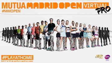 Imagen de los participantes confirmados en el Mutua Madrid Open Virtual Pro.