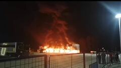 Incendio de la carpa de MotoE en Jerez.