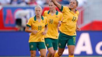 Kyah Simon fue la figura del partido al anotar los dos goles del triunfo australiano.