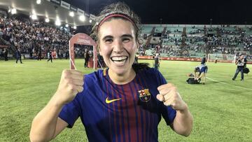 Mariona Caldentey celebra el título de la Copa de la Reina en 2018.