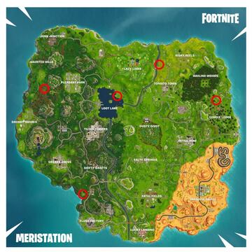 Mapa de las palomas de arcilla en Fortnite Battle Royale