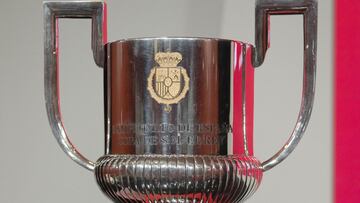 LAS ROZAS, SPAIN - JANUARY 31: Tournament trophy is seen during the Draw 1/4 of Final of the Spanish Cup, Copa del Rey, celebrated at Ciudad del Futbol on January 31, 2020 in Las Rozas, Spain. (Photo by Oscar J. Barroso / AFP7 / Europa Press Sports via Ge