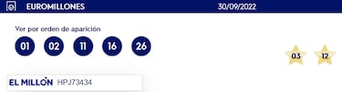 Euromillones: comprobar los resultados del sorteo de ayer, viernes 30 de septiembre