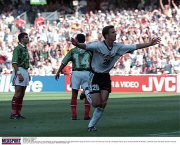 WORLD CUP FRANCE 98
ALEMANIA VS MEXICO
OCTAVOS DE FINAL
Oliver Bierhoff celebrando el gol frente a México.