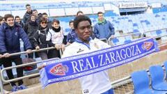 Dongou ha sido presentado hoy como nuevo jugador del Real Zaragoza.