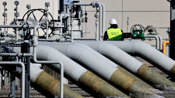 FILE PHOTO: Pipes at the landfall facilities of the 'Nord Stream 1' gas pipeline are pictured in Lubmin, Germany, March 8, 2022. REUTERS/Hannibal Hanschke//File Photo