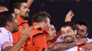 Jugadores de River Plate celebrando su clasificación a la Final de la Copa Libertadores 2015.
