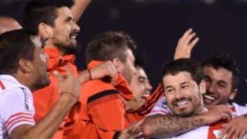 Jugadores de River Plate celebrando su clasificaci&oacute;n a la Final de la Copa Libertadores 2015.