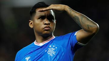 Alfredo Morelos con el Glasgow Rangers. 