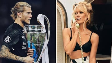 Im&aacute;genes del portero Loris Karius delante de la Copa de Europa antes de la final entre el Real Madrid y el Liverpool y de la presentadora Patricia Conde posando como modelo.