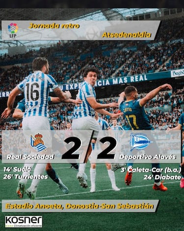 Cartel al descaso del partido entre la Real Sociedad y Deportivo Alavés publicado por el conjunto de Donostia en sus redes sociales.