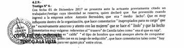 Extracto del informe de la Inspección del Trabajo.