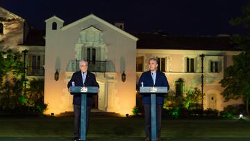 VIÑA DEL MAR, 08 de noviembre de 2020.- Los presidentes de Colombia, Iván Duque, y de Chile, Sebastián Piñera, iniciaron el proceso para el traspaso de la presidencia pro tempore de Prosur y de la Alianza del Pacífico, que quedarán en manos del Mandatario colombiano desde diciembre. (Colprensa-Cortesía de Nicolás Galeano).