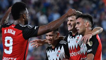 Miguel Ángel Borja, en el empate de Nacional 2-2 River Plate por la cuarta fecha de la Copa Libertadores