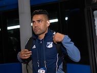 Radamel Falcao previo a un partido de Millonarios.