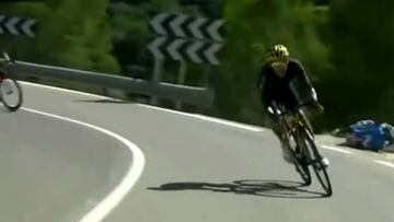 Vean la ca¨ªda de Valverde a toda velocidad que le cuesta La Vuelta
