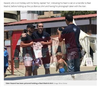 Hazard poses with Real Madrid shirt in Marbella