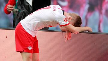 Werner tras fallar un tanto ante el Padeborn.