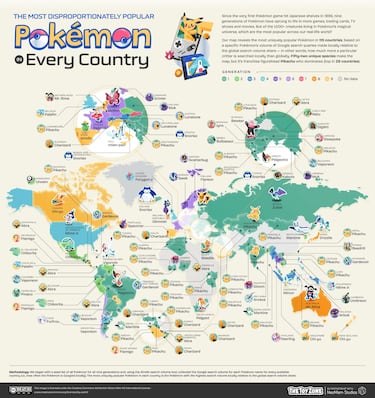 Los Pokémon más populares en cada país del mundo, con una gran sorpresa para España