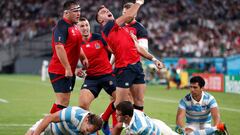 Rugby Union - Rugby World Cup 2019 - Pool C - England v Argentina - Tokyo Stadium, Tokyo, Japan - October 5, 2019 England&#039;s George Ford celebrates with team mates scoring their fourth try REUTERS/Issei Kato     TPX IMAGES OF THE DAY