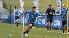 Kuki Salazar en un entrenamiento del Deportivo.