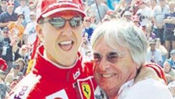 <b>OTROS TIEMPOS. </b>Schumacher y Ecclestone, siempre amigos.
