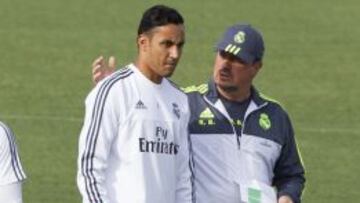 Keylor, ayer con Benítez.