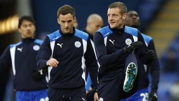Vardy y Drinkwater, durante un entrenamiento.