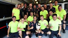 Daniel Ricciardo celebra el 3º puesto logrado en el GP Hungría.