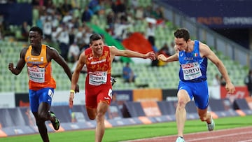 El atleta español Pol Retamal compite en la prueba de 200 metros durante los Europeos de Atletismo de Múnich.