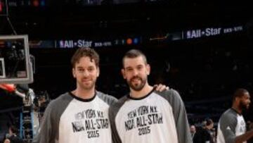 Pau y Marc Gasol, durante el All Star Game de la NBA 2015 disputado en Nueva York.