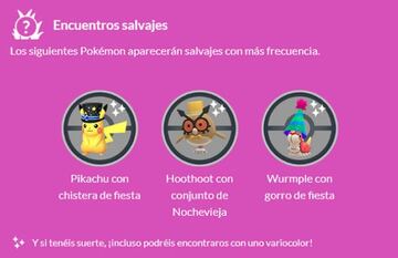 Encuentros con Pokémon Salvajes disponibles en el evento Año Nuevo 2023 de Pokémon GO