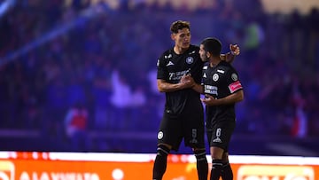 Jesus Orozco and Erik Lira of Cruz Azul during the 15th round match between Cruz Azul and Monterrey as part of the Liga BBVA MX, Torneo Apertura 2025 at Olimpico Universitario, on October 25, 2025 in Mexico City, Mexico.