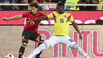Jefferson Lerma durante el empate sin goles de la Selecci&oacute;n Colombia ante Egipto