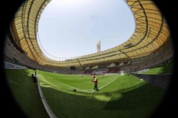 The Khalifa International Stadium is the biggest refrigerated enclosed area in the world. It is designed so that the temperature inside is 26 degrees, even though the outside temperature can rise over 50 degrees in the summer.