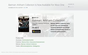 Batman: Arkham Collection es oficial y ya está disponible a precio completo