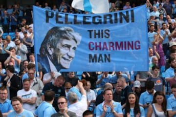 Manuel Pellegrini en su último partido en el Etihad Stadium como técnico del City.