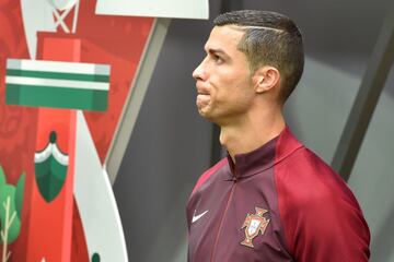 Cristiano Ronaldo antes del comienzo del encuentro.