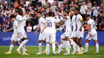 26 Nordi MUKIELE (psg) - 28 Carlos SOLER BARRAGAN (psg) - 10 NEYMAR JR (psg) - 03 Presnel KIMPEMBE (psg) during the Ligue 1 Uber Eats match between Paris and Troyes on October 29, 2022 in Paris, France. (Photo by Anthony Bibard/FEP/Icon Sport via Getty Images) - Photo by Icon sport