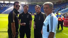 &Aacute;rbeloa junto con Xabi Alonso, Casillas y Mourinho, cuando jugaban en el Real Madrid.