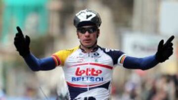 Jurgen Roelandts celebra su victoria en la quinta etapa del Tour del Mediterr&aacute;neo. 