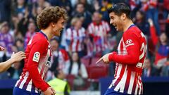 Griezmann y Morata, en la temporada 2017-19 en el Atlético, que regresa a su delantera de 2019.