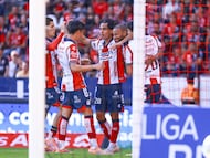 Joao Geraldino celebrate shri goal 0-1 of San Luis during the 10th round match between Atlas and Atletico de San Luis as part of the Liga BBVA MX Varonil, Torneo Clausura 2026 at Jalisco Stadium, on February 21, 2026 in Guadalajara, Jalisco, Mexico.