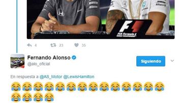 Alonso contesta a las palabras de Hamilton con emoticonos