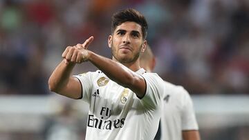 Marco Asensio celebra el gol de la victoria del Madrid.