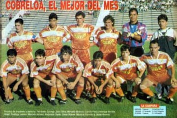 Enrique Berríos (portero, arriba en la imagen) | Jugó en dos periodos en Cobreloa. Primero entre 1988 y 1991, y después entre 1993 y 1997. Fue campeón en 1988.