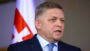 FILE PHOTO: Slovakia's Prime Minister Robert Fico speaks during a press conference with German Chancellor Olaf Scholz in Berlin, Germany, January 24, 2024. REUTERS/Nadja Wohlleben/File Photo